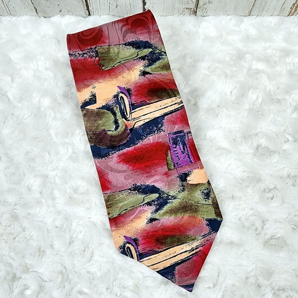 Adolfo Couture Abstract Tie Multicolored
